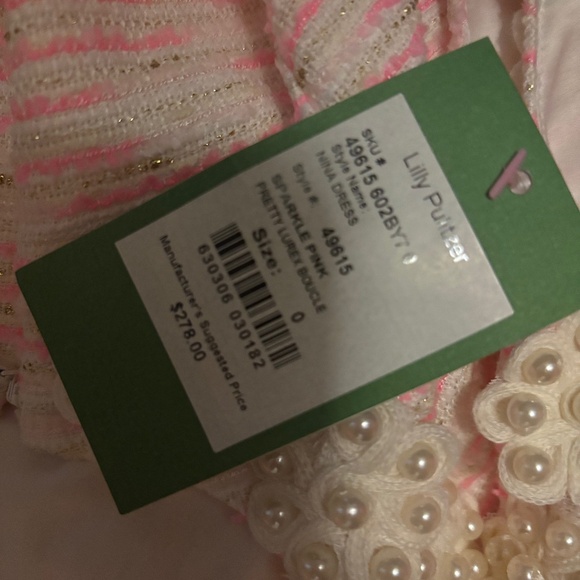 Lilly Pulitzer Pink and White Tweed Boucle and Pearl Nina Dress - Picture 14 of 14